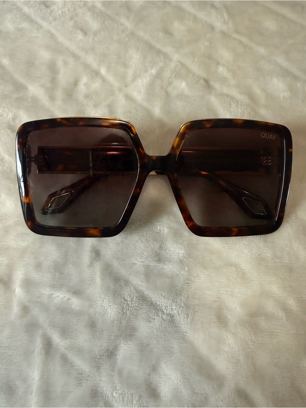 Quay Australia Oversized Square Tortoiseshell Sunglasses - Dark Brown Gradient